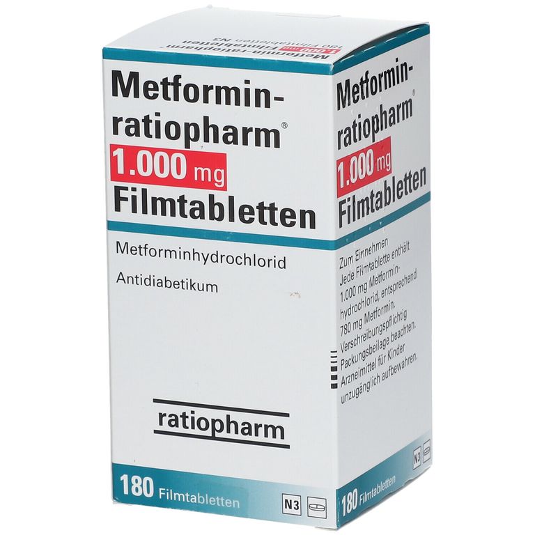 Metforminratiopharm® 1000 mg 180 St mit dem ERezept kaufen Shop Apotheke