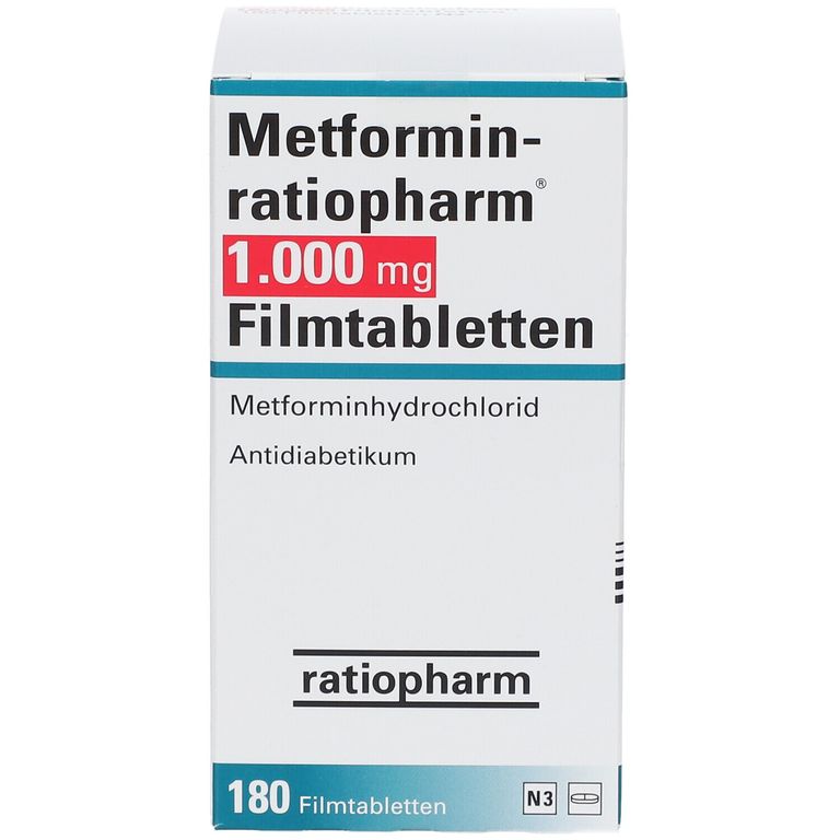 Metformin-ratiopharm® 1000 mg 180 St mit dem E-Rezept kaufen - Shop