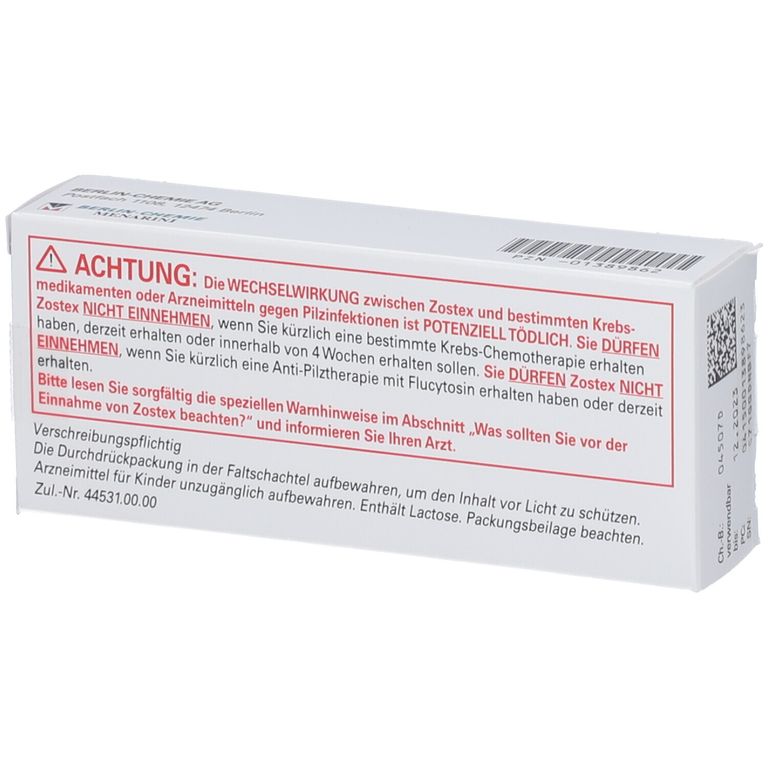 Zostex Zostex® 125 mg 7 St mit dem E-Rezept kaufen – Shop Apotheke
