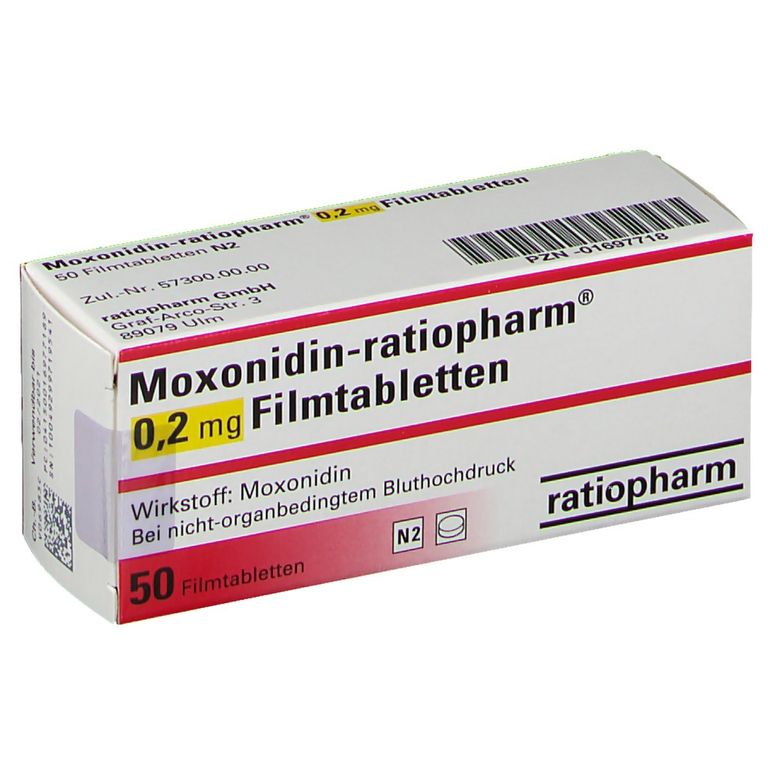 Moxonidin-ratiopharm® 0,2 mg 50 St mit dem E-Rezept kaufen - Shop Apotheke