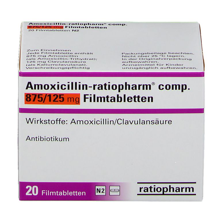 Amoxicillin-ratiopharm Comp. 875/125 Mg 20 St Mit Dem E-Rezept Kaufen ...