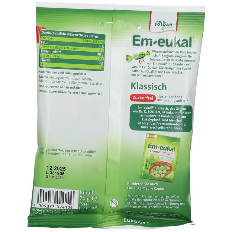 Em-eukal® Klassisch zuckerfrei 75 g - Shop Apotheke