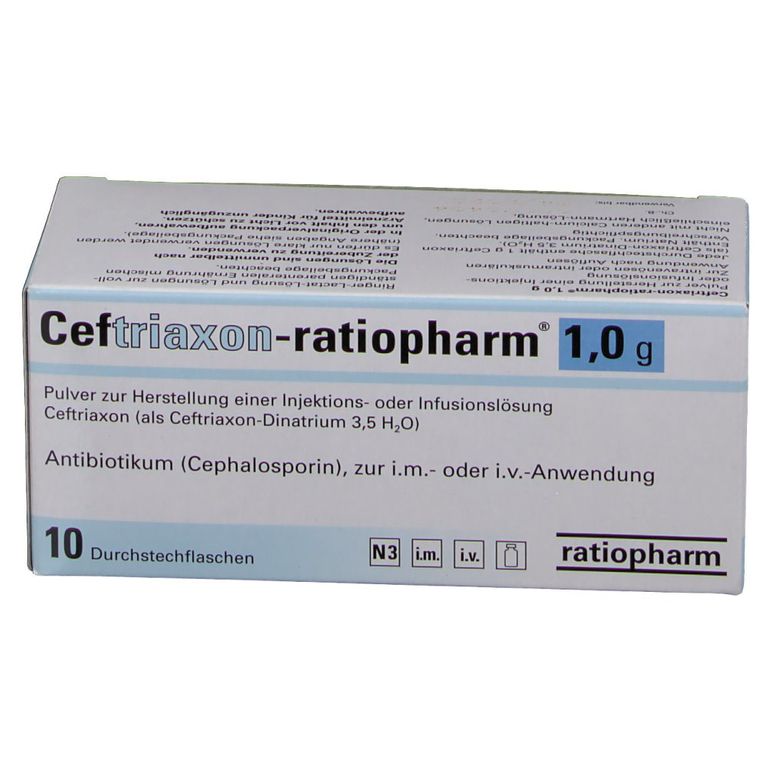 Ceftriaxon-ratiopharm® 1,0 g 10 St mit dem E-Rezept kaufen - Shop Apotheke