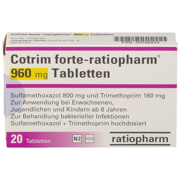 Cotrim forte-ratiopharm® 960 mg 20 St - shop-apotheke.com