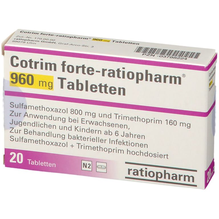 Cotrim forte-ratiopharm® 960 mg 20 St mit dem E-Rezept kaufen - Shop