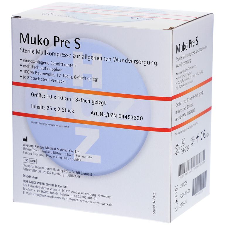 Muko Pre S, Mullkompressen, 10 x 10cm steril 25x2 St - Shop Apotheke