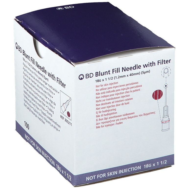 BD Aufziehkanüle mit 5μ Filter 18 G flieder 100 St - Shop Apotheke