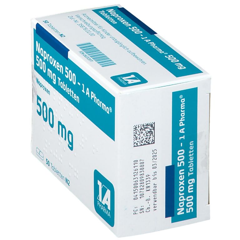 Naproxen 500 1A Pharma® 50 St mit dem ERezept kaufen Shop Apotheke