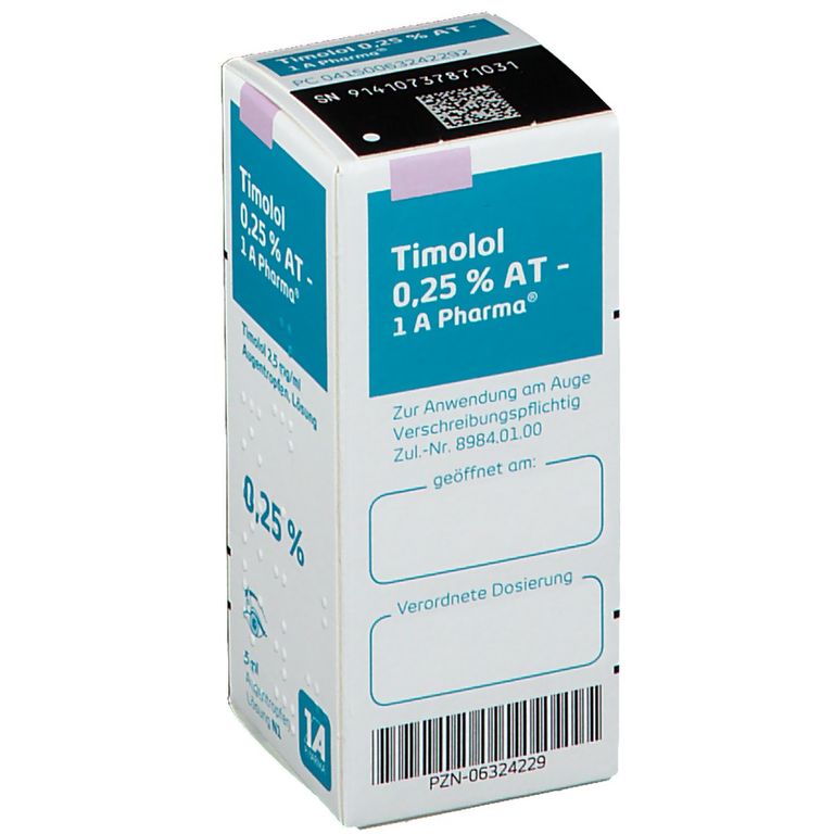 Timolol 0.25% At 1A Pharma® 5 ml mit dem E-Rezept kaufen - Shop Apotheke