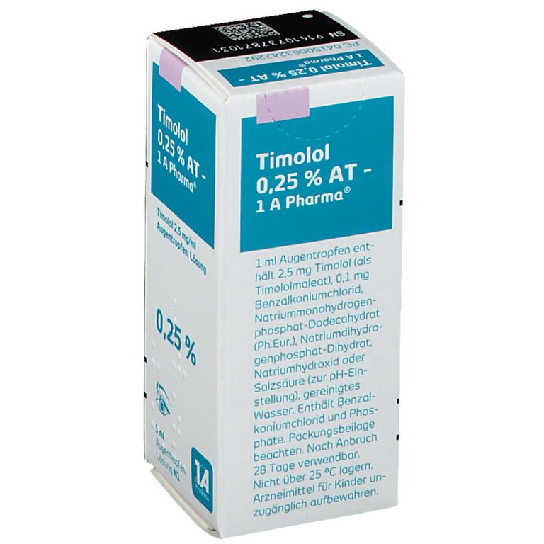 Timolol 0.25 At 1A Pharma® 5 ml mit dem ERezept kaufen Shop Apotheke