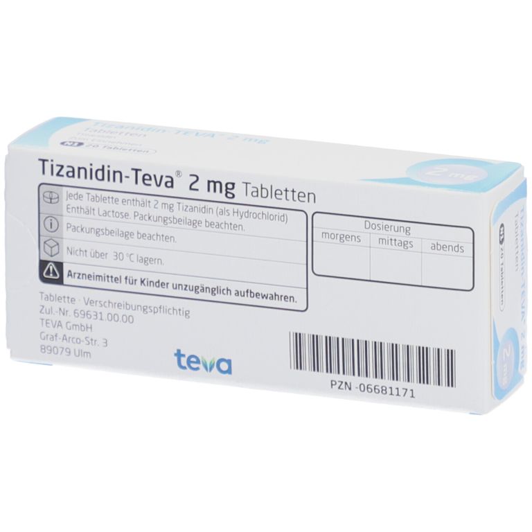 Tizanidin-TEVA® 2 mg 20 St mit dem E-Rezept kaufen - Shop Apotheke