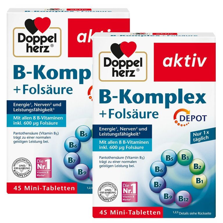 Doppelherz® Aktiv B-Komplex + Folsäure DEPOT Tabletten 2x45 St - Shop ...