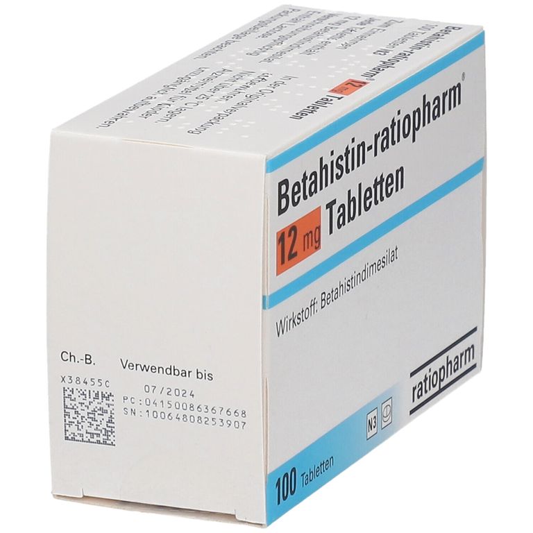 Betahistinratiopharm® 12 mg 100 St mit dem ERezept kaufen Shop Apotheke