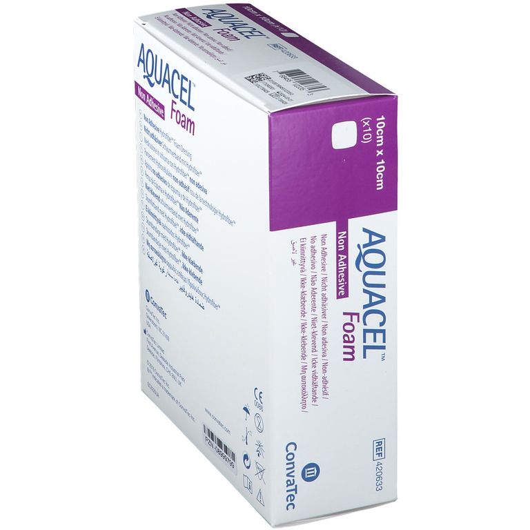 Produktbild von AQUACEL Ag Foam Nicht Adhäsiv 10x10 Cm Verband - 10 St