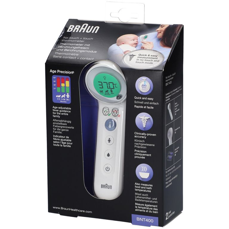 Braun Thermometer mit berührungsfreiem und Berührungsmodus 1 St Shop Apotheke