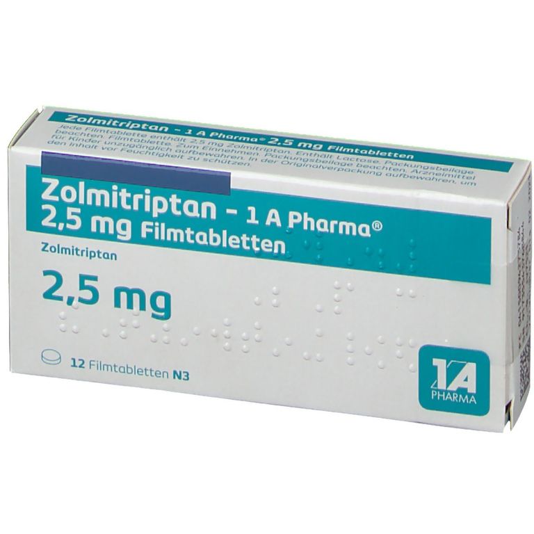 Zolmitriptan 1A Phar 2.5Mg 12 St mit dem ERezept kaufen Shop Apotheke