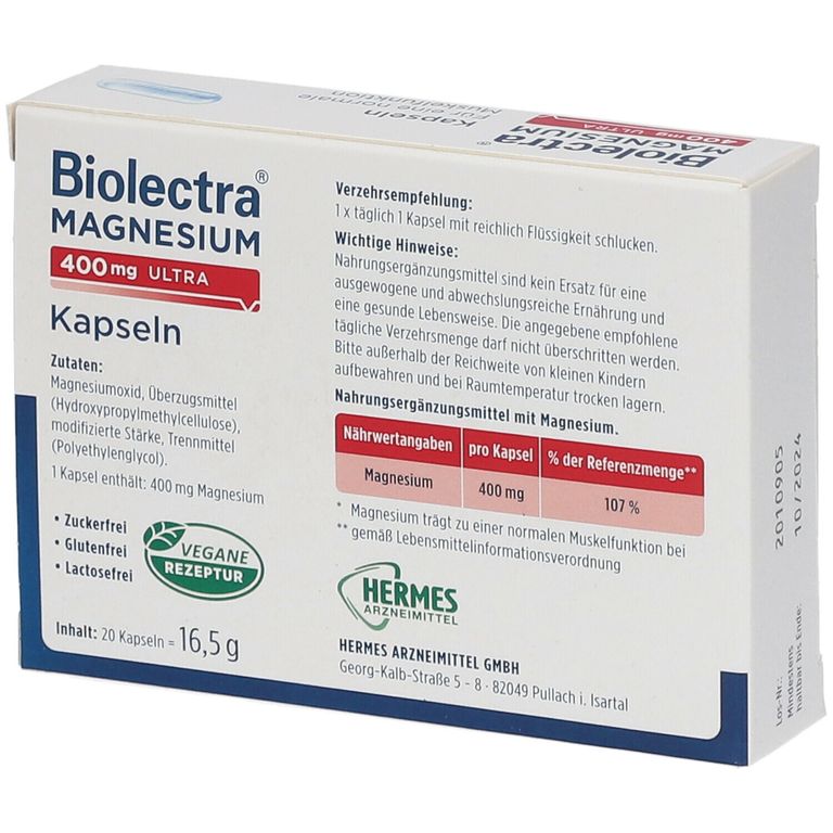 Biolectra® Magnesium 400 mg ultra Kapseln - Jetzt 10% Rabatt mit dem ...