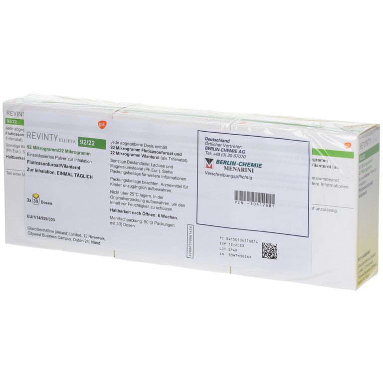 Revinity 180 REVINTY® ELLIPTA® 92/22 µg 3 St mit dem E-Rezept kaufen – Shop Apotheke