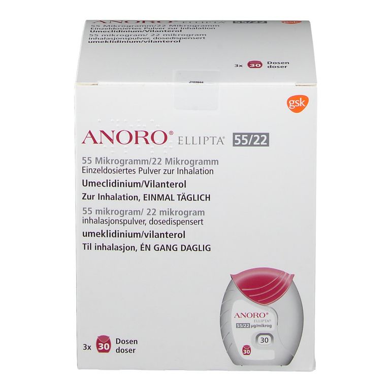 ANORO ELLIPTA 55 µg/22 µg 3 St mit dem E-Rezept kaufen - Shop Apotheke