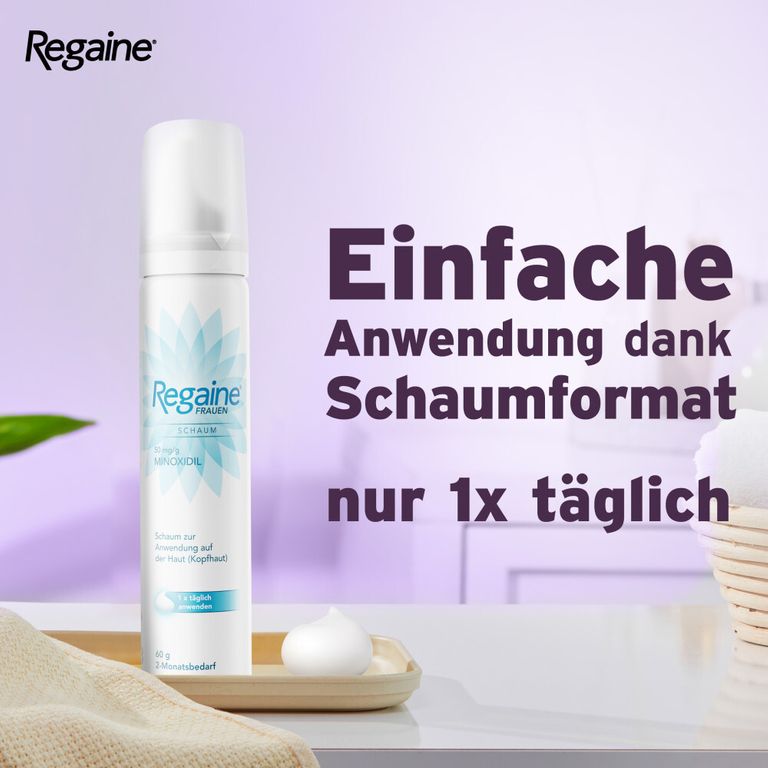 Regaine® Frauen Schaum 4 MonatsVorrat Jetzt 10 mit dem Code "regaine2025" sparen* 2x60 g