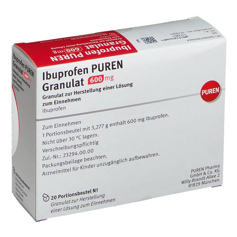 Ibuprofen PUREN Granulat 600 mg 20 St mit dem ERezept kaufen Shop Apotheke
