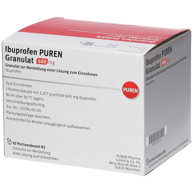 Ibuprofen PUREN Granulat 600 mg 50 St mit dem ERezept kaufen Shop