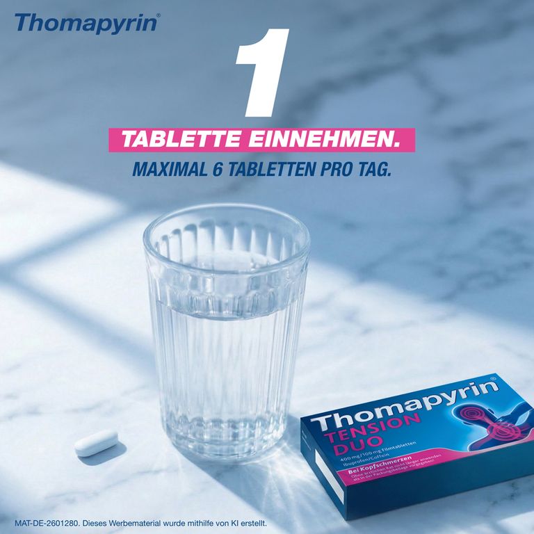Thomapyrin TENSION DUO bei stärkeren Kopfschmerzen | Einzigartige