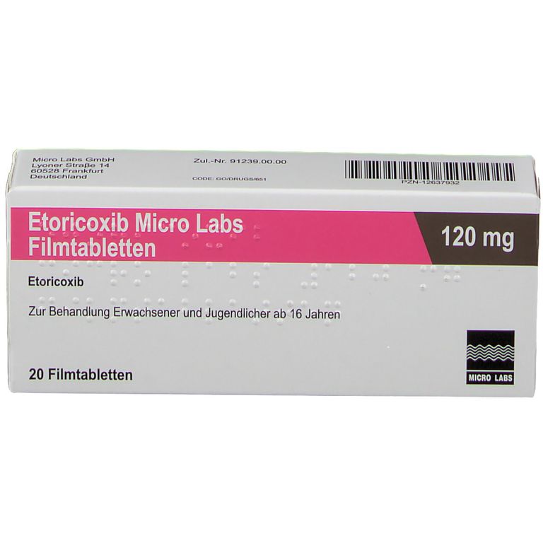Etoricoxib Micro Labs 120 mg 20 St Etoricoxib Micro Labs 120 mg 20 St
