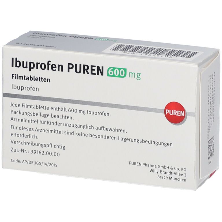 Ibuprofen PUREN 600 mg 20 St mit dem ERezept kaufen Shop Apotheke