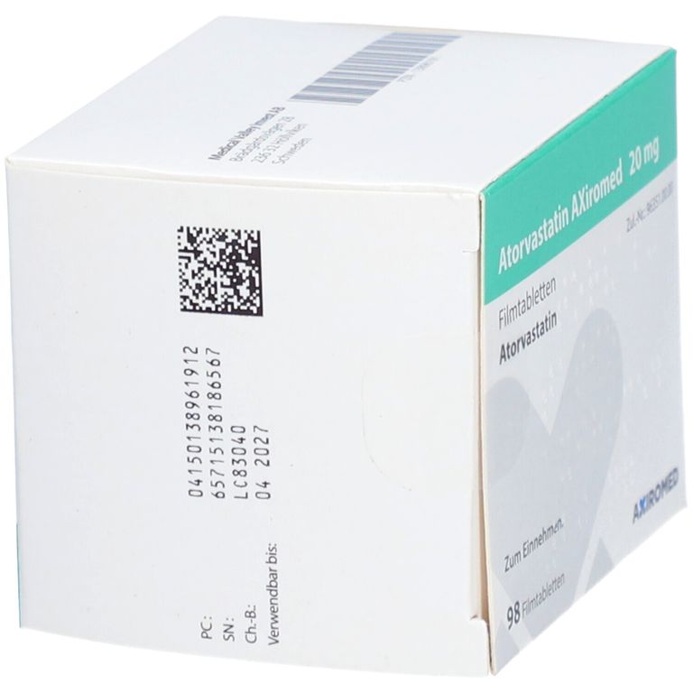 Atorvastatin Axiromed 20 mg 98 St mit dem E-Rezept kaufen - Shop Apotheke