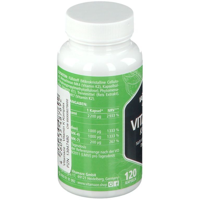 VITAMIN K1 + K2 Komplex hochdosiert vegan 120 St Shop Apotheke