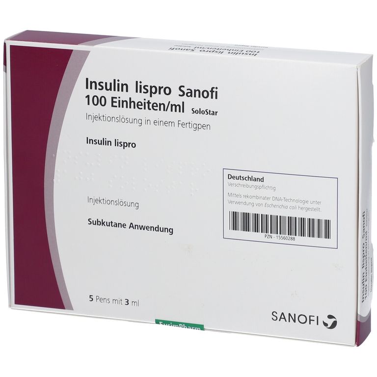 Insulin Lispro Sanofi 100 E/ml 5x3 ml mit dem ERezept