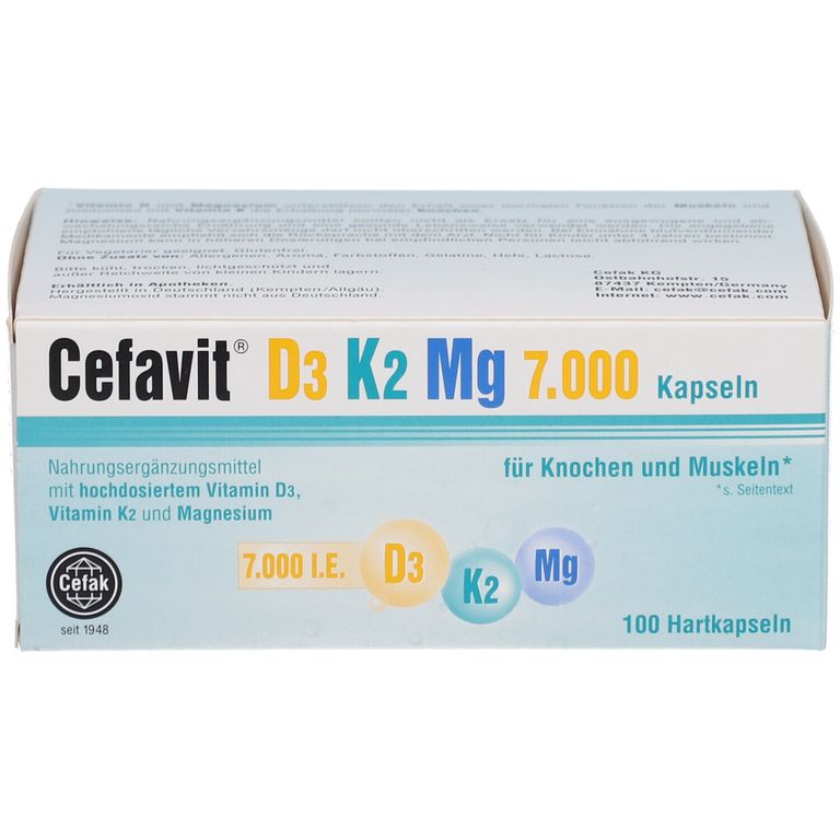 Cefavit D3 K2 Mg 7.000 Erfahrungen Cefavit® D3 K2 Mg 7.000 100 St - Shop Apotheke