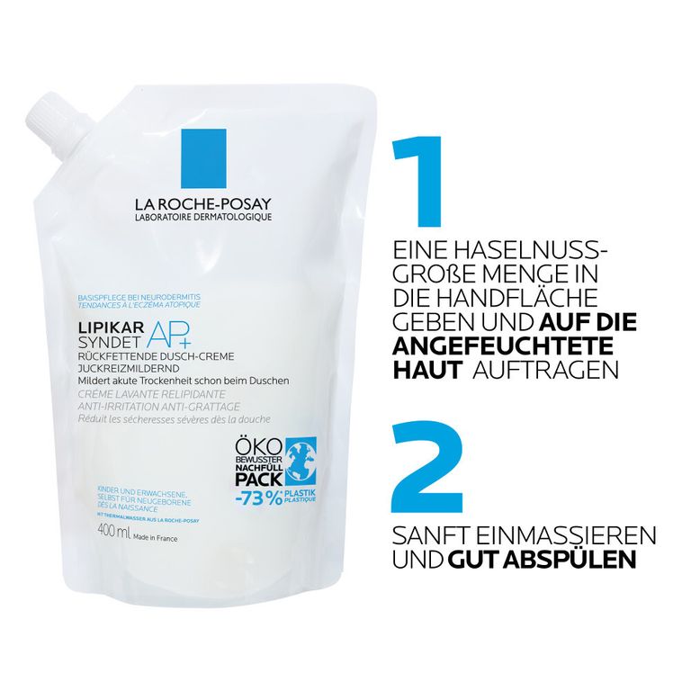 La Roche-Posay Lipikar Syndet AP+ Ricarica 400 Ml, Detergente Corpo Lenitivo, PZN 16573844