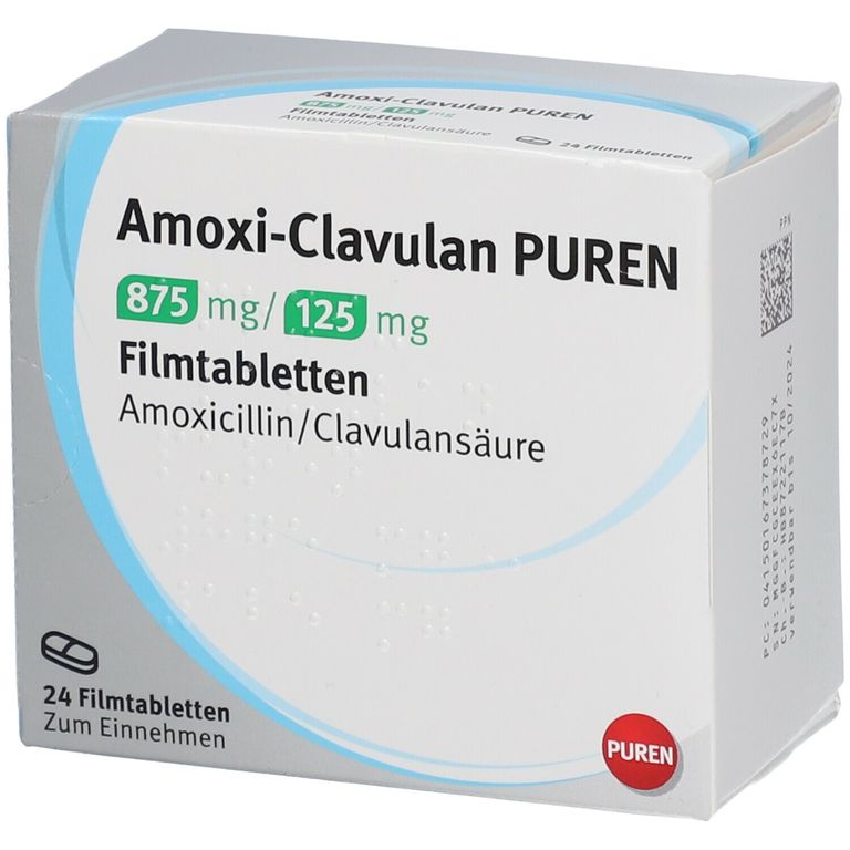 Amoxi Clavulan Aurobindo 875 125 Und Ibuprofen AMOXI-CLAVULAN PUREN 875 mg/125 mg Filmtabletten 24 St mit dem E-Rezept