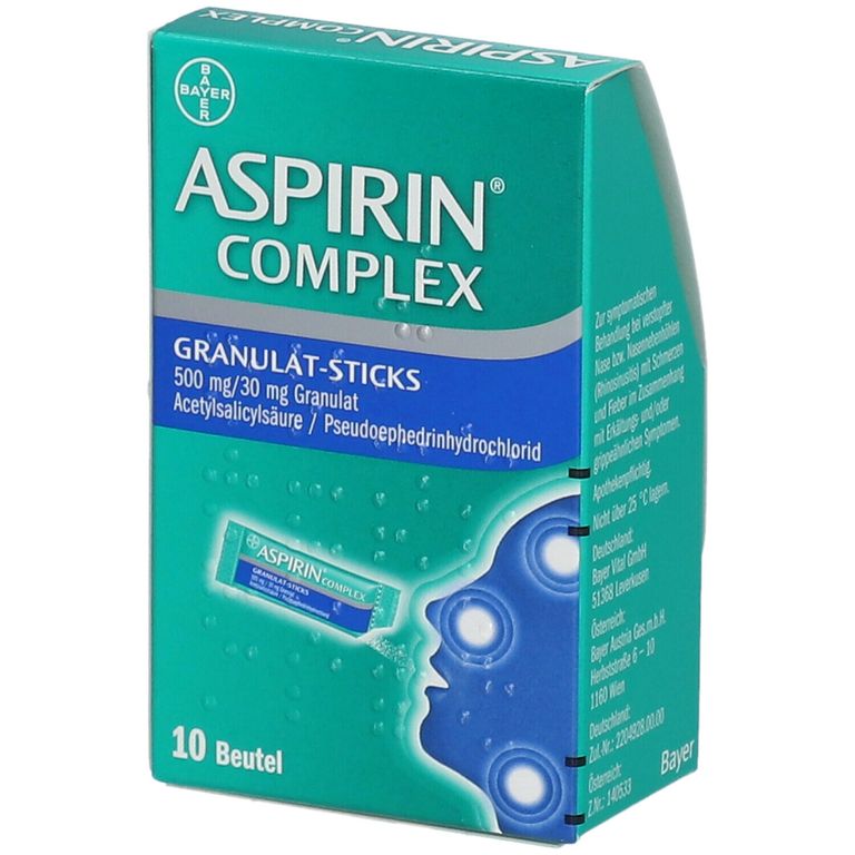 ASPIRIN® COMPLEX GranulatSticks 500mg/30 mg 10 St Shop Apotheke