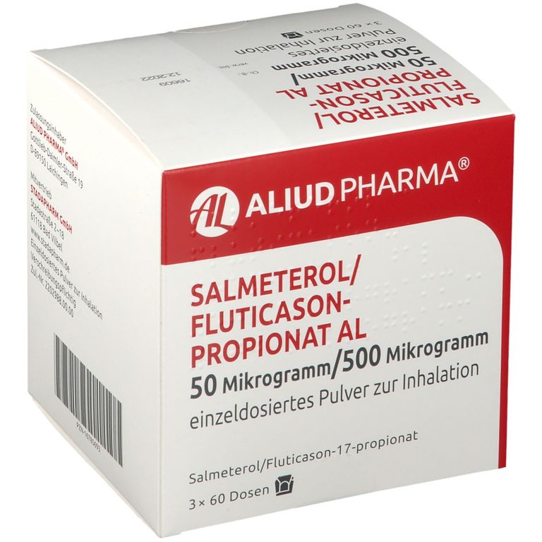 Salmeterol Fluticasonpropionat AL 50 µg 500 µg 3x60 St mit dem E Rezept