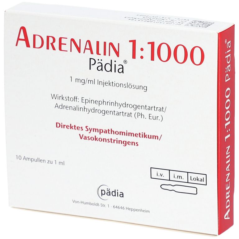 1 Mg Adrenalin In 100ml Nacl Adrenalin 1:1.000 Pädia 1 mg/ml 10x1 ml mit dem E-Rezept kaufen - Shop