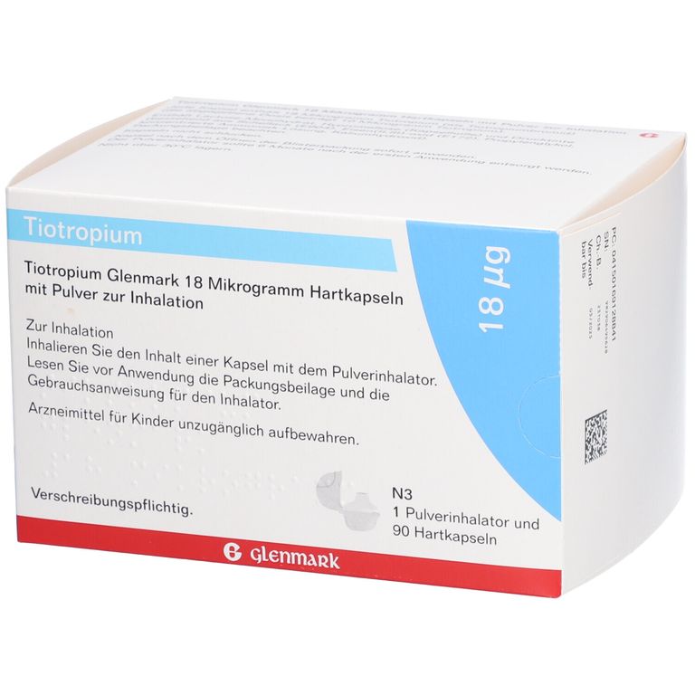 TIOTROPIUM Glenmark 18 µg Hkp.m.Plv.z.Inh.+Inhaler 90 St mit dem E