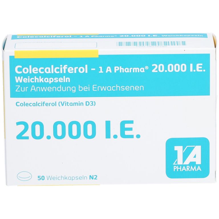 COLECALCIFEROL-1A Pharma 20.000 I.E. Weichkapseln 50 St mit dem E ...