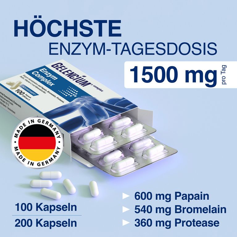 GELENCIUM® Enzym Complex hochdosiert mit Bromelain 100 St Shop Apotheke