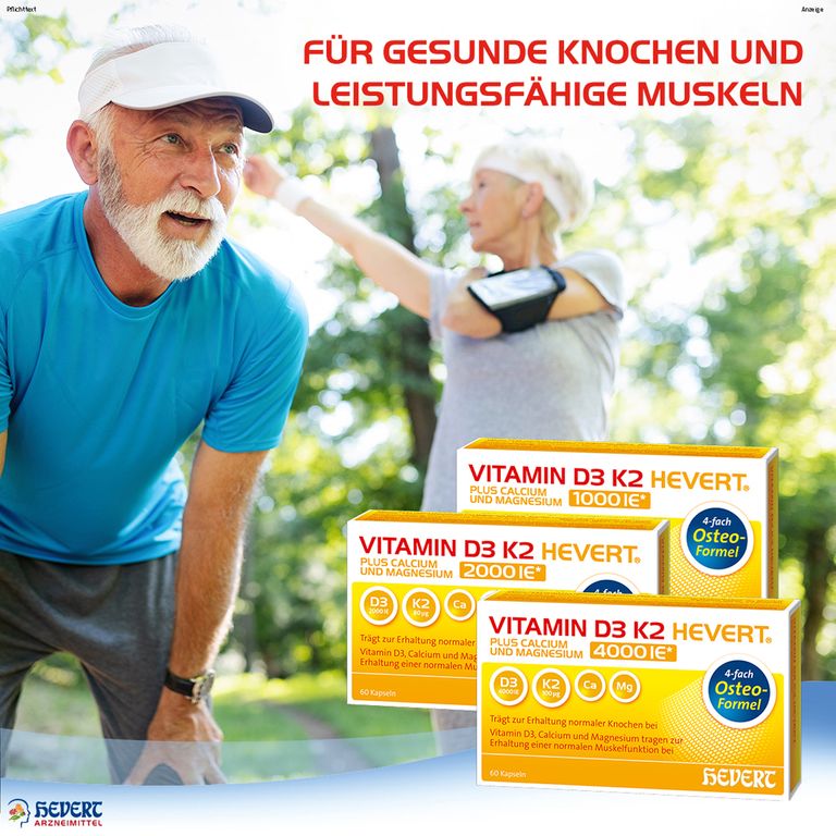 Vitamin D3 K2 Hevert® plus Calcium und Magnesium 4000 IE 120 St - Shop ...