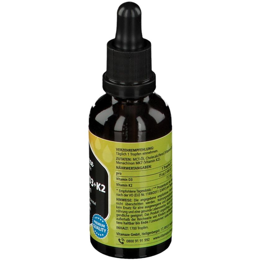 Vitamaze Vitamin D3 + K2 Tropfen hochdosiert 50 ml