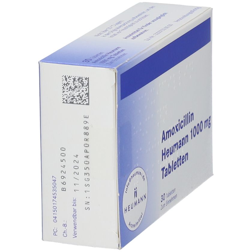 AMOXICILLIN Heumann 1000 mg Tabletten 30 St