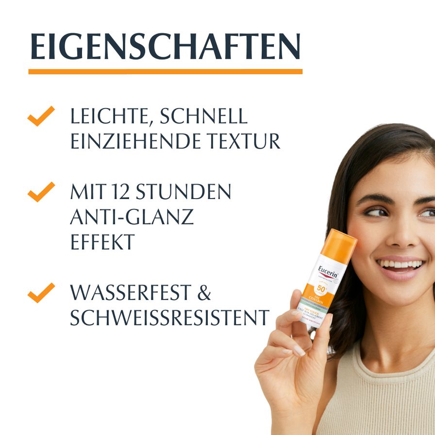 Eucerin® Oil Control Face Sun GelCreme LSF 50+ sehr hoher Sonnenschutz mit 8 Stunden Anti