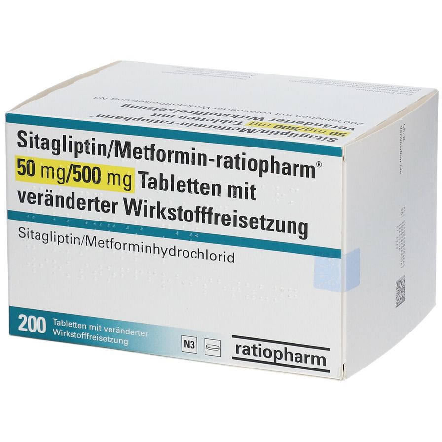Sitagliptin/Metformin-ratiopharm® 50mg/500mg 200 St - shop-apotheke.com