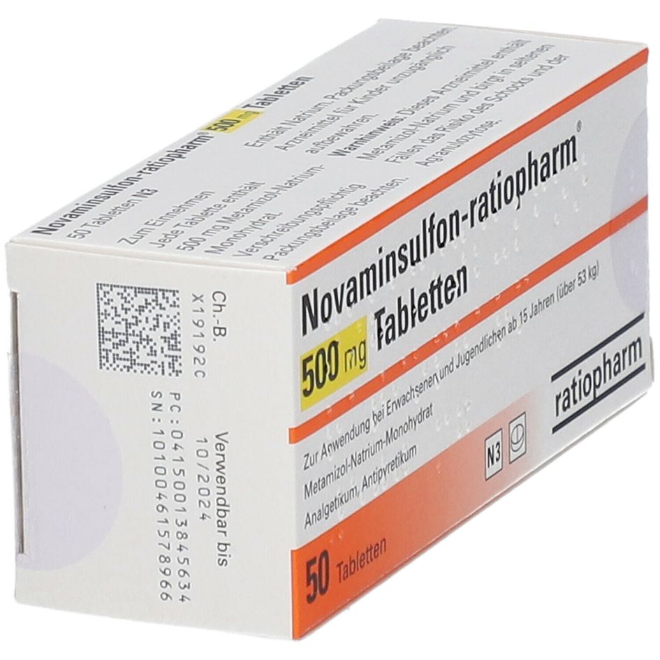 Novaminsulfonratiopharm® 500 mg 50 St Novaminsulfonratiopharm® 500 mg 50 St