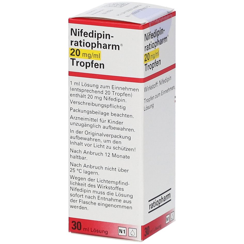 Nifedipin-ratiopharm® 20 mg/ml Tropfen 30 ml - shop-apotheke.com