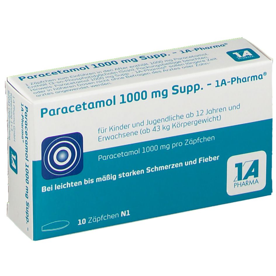 Paracetamol 1000 mg Supp. - 1A-Pharma® 10 St - shop-apotheke.com