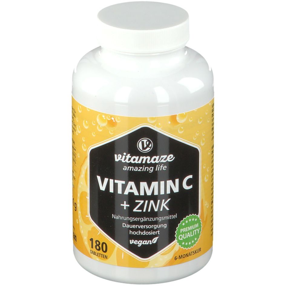 Vitamaze Vitamina C 1000 mg ad Alto Dosaggio + Zinco Vegano 180 pz